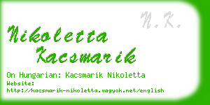 nikoletta kacsmarik business card